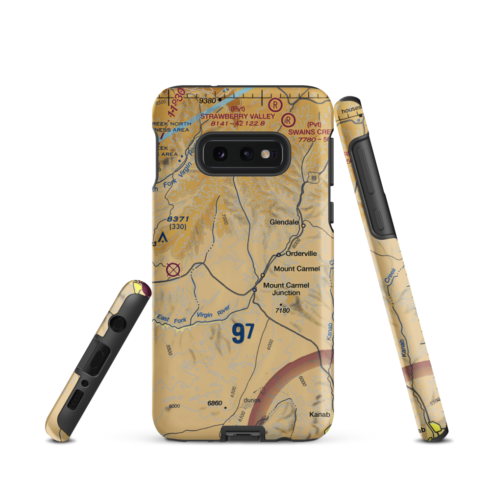 Carmel Mountain Ranch Airport (UT37) VFR Sectional Samsung Phone Case Samsung Galaxy S10e model shown