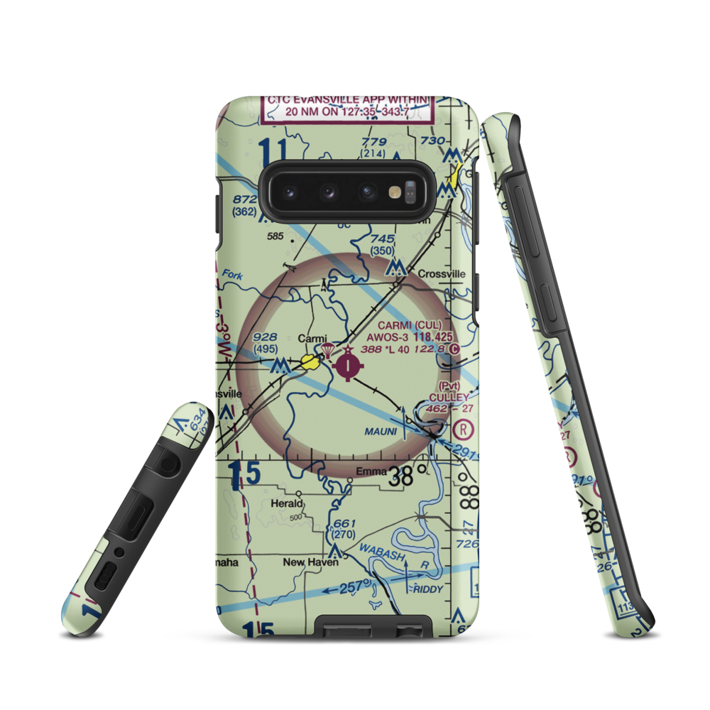 Carmi Municipal Airport (CUL) VFR Sectional Samsung Phone Case Samsung Galaxy S10 model shown