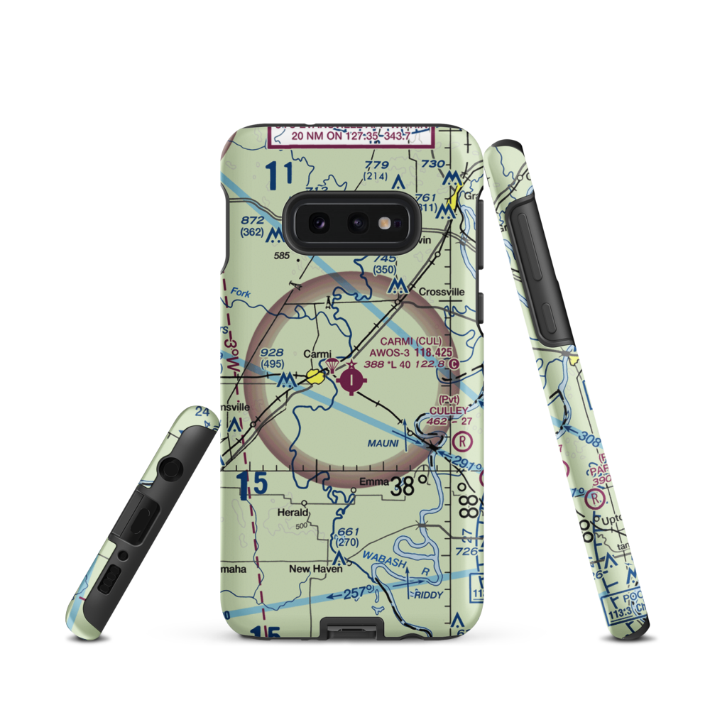 Carmi Municipal Airport (CUL) VFR Sectional Samsung Phone Case Samsung Galaxy S10 Plus model shown