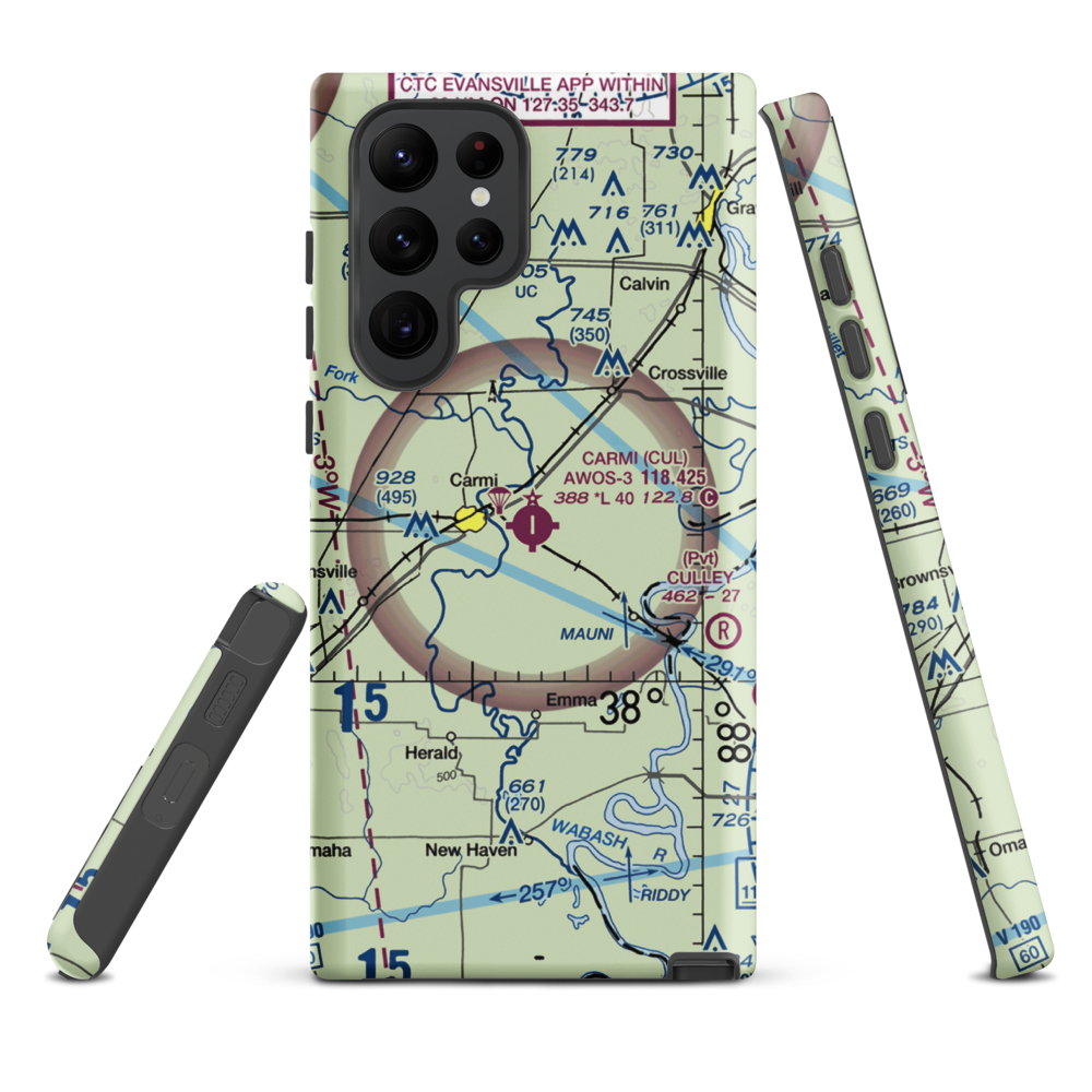 Carmi Municipal Airport (CUL) VFR Sectional Samsung Phone Case Samsung Galaxy S22 Ultra model shown