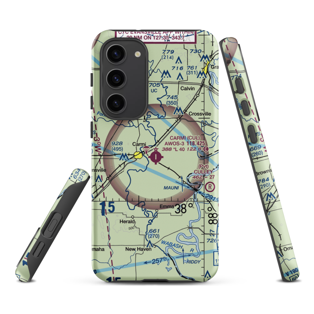 Carmi Municipal Airport (CUL) VFR Sectional Samsung Phone Case Samsung Galaxy S23 Plus model shown