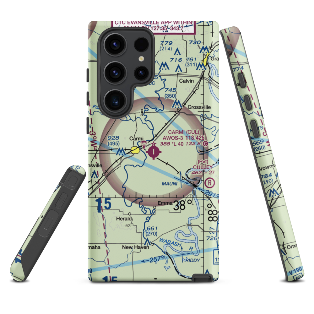 Carmi Municipal Airport (CUL) VFR Sectional Samsung Phone Case Samsung Galaxy S23 Ultra model shown
