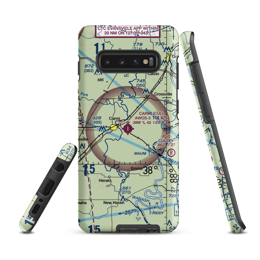 Carmi Municipal Airport (CUL) VFR Sectional Samsung Phone Case Samsung Galaxy S10e model shown