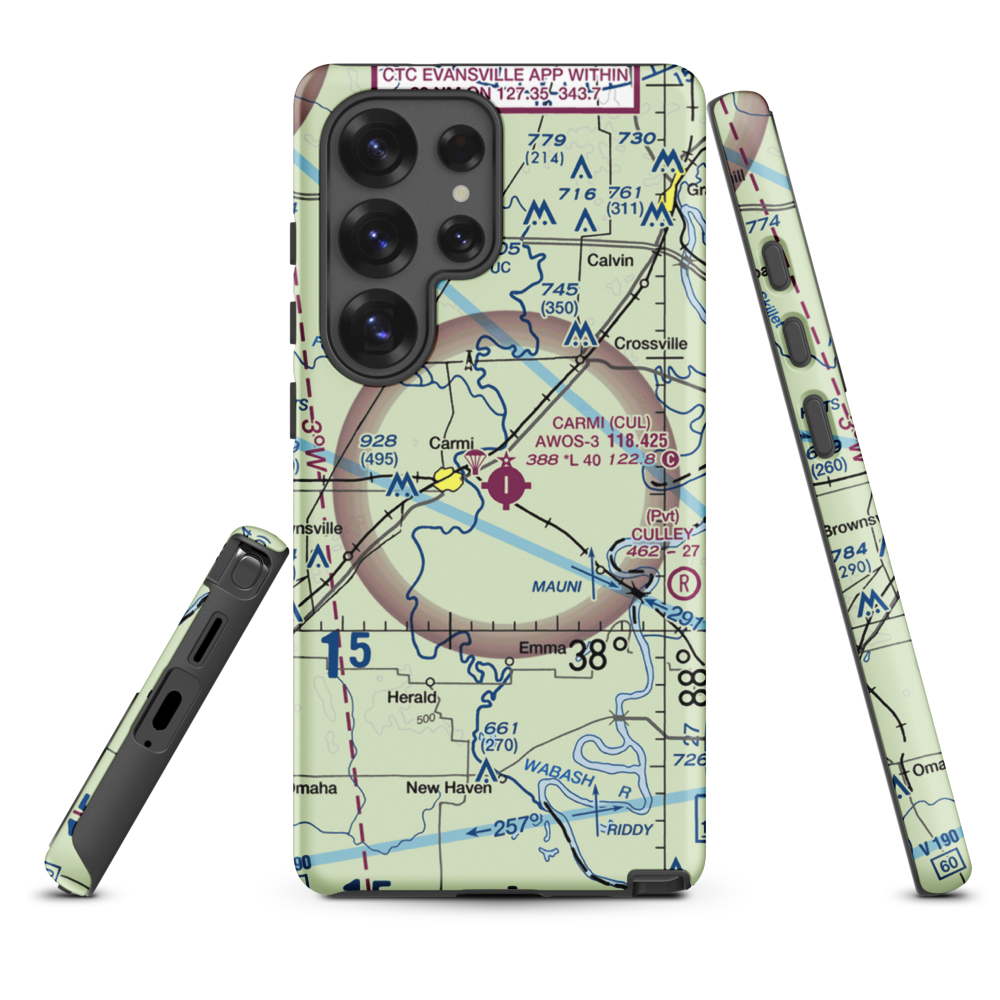 Carmi Municipal Airport (CUL) VFR Sectional Samsung Phone Case Samsung Galaxy S25 Ultra model shown
