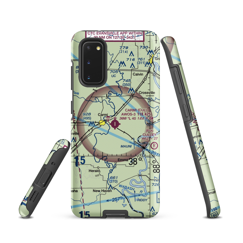 Carmi Municipal Airport (CUL) VFR Sectional Samsung Phone Case Samsung Galaxy S20 model shown