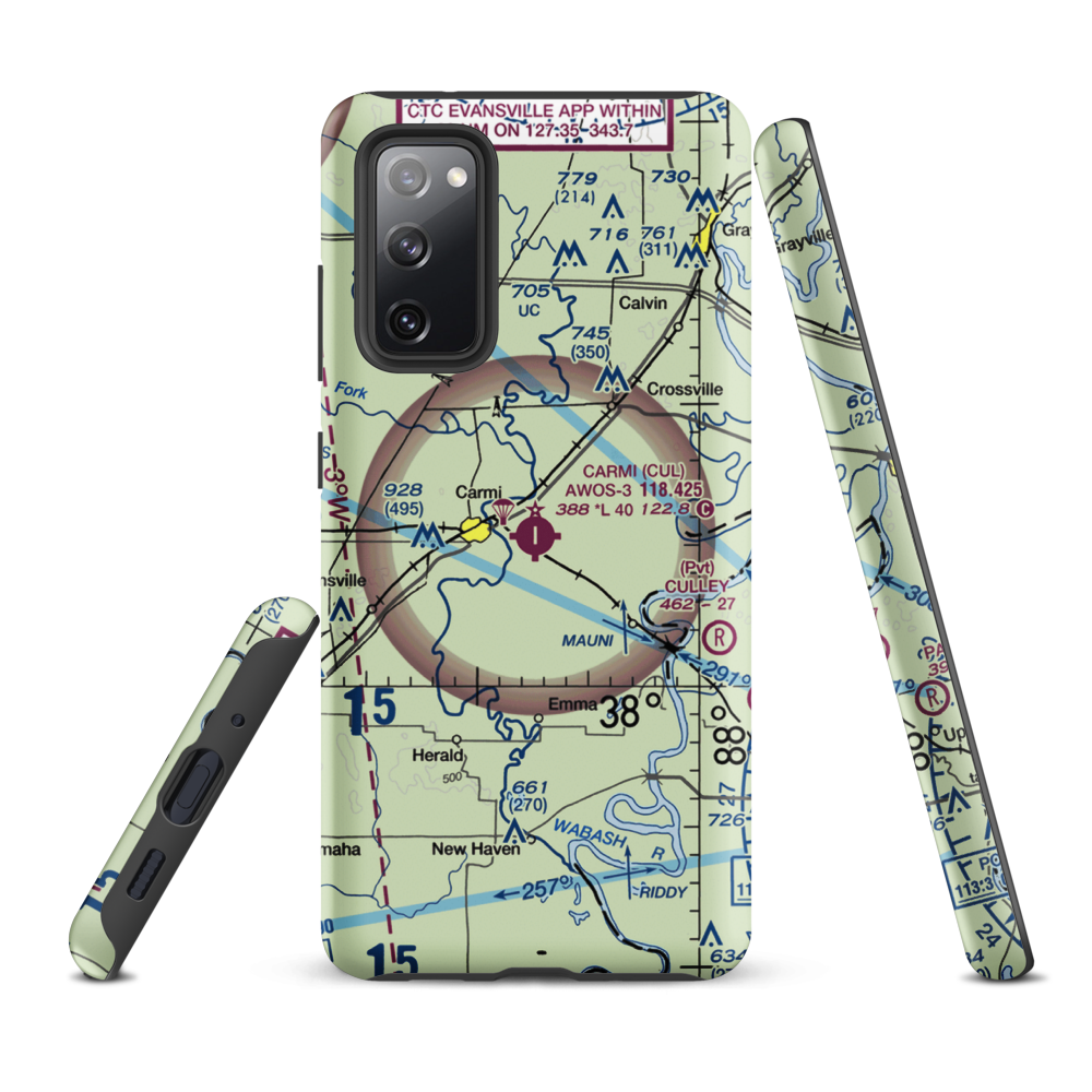 Carmi Municipal Airport (CUL) VFR Sectional Samsung Phone Case Samsung Galaxy S20 FE model shown