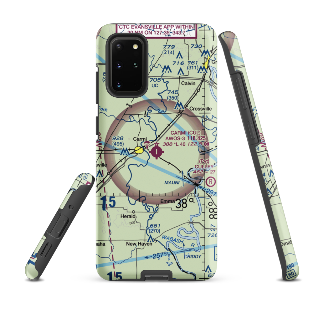 Carmi Municipal Airport (CUL) VFR Sectional Samsung Phone Case Samsung Galaxy S20 Plus model shown