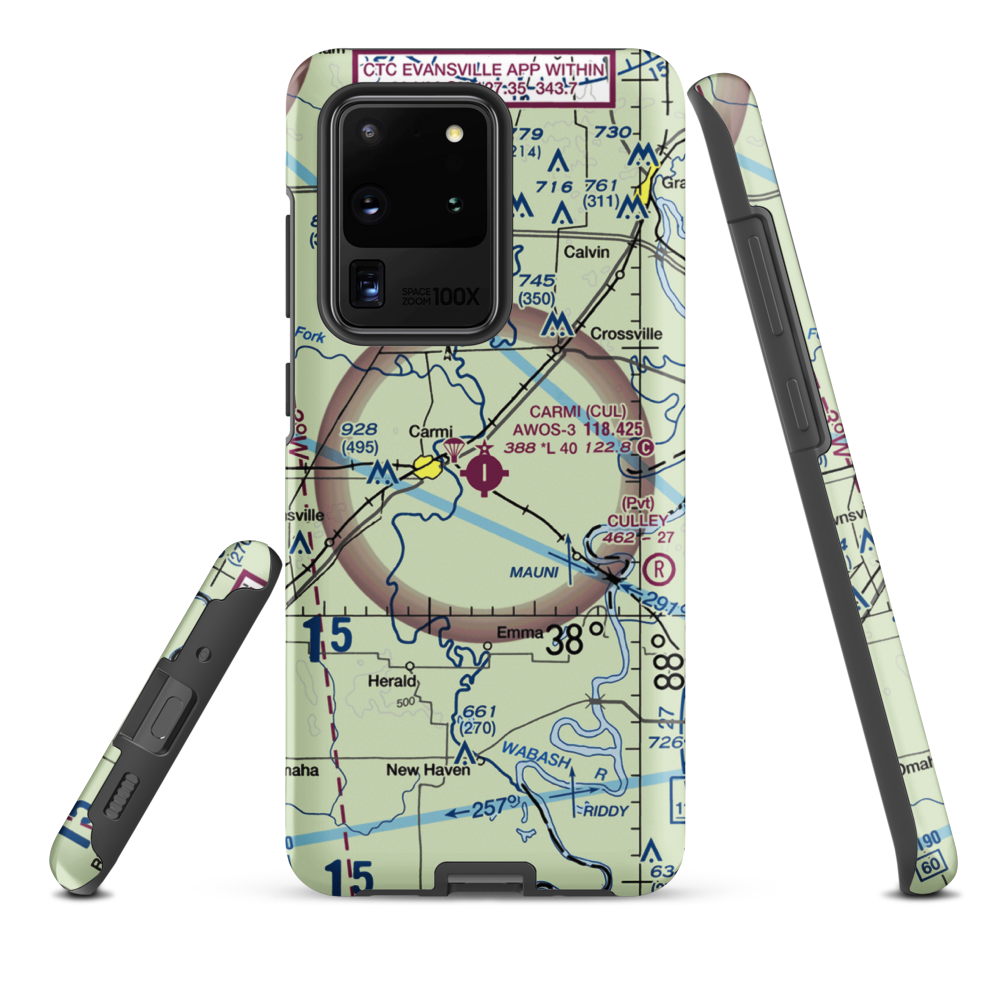Carmi Municipal Airport (CUL) VFR Sectional Samsung Phone Case Samsung Galaxy S20 Ultra model shown