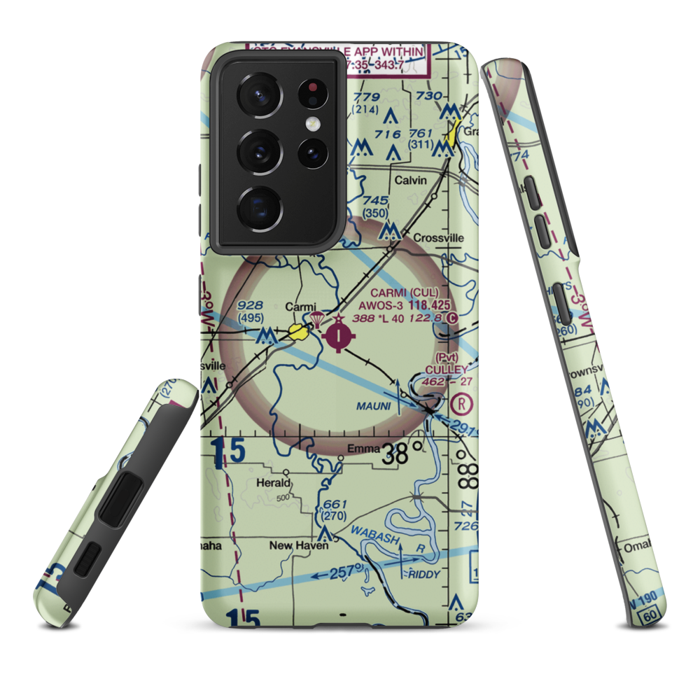 Carmi Municipal Airport (CUL) VFR Sectional Samsung Phone Case Samsung Galaxy S21 Ultra model shown