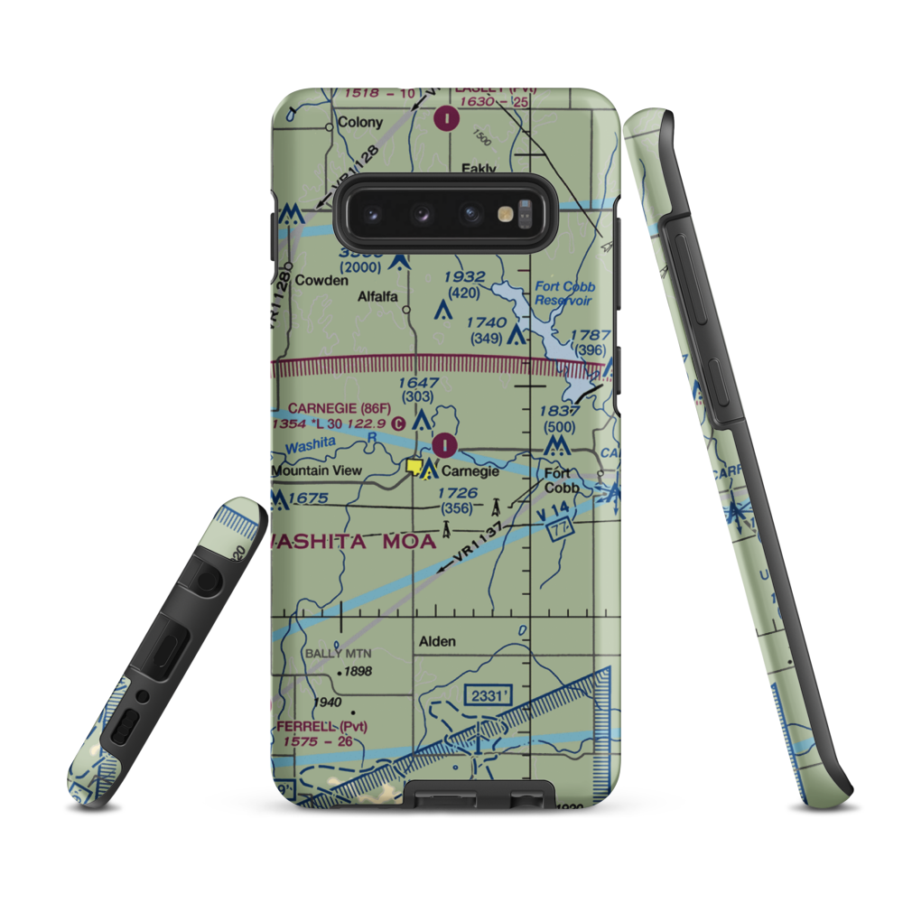 Carnegie Municipal Airport (86F) VFR Sectional Samsung Phone Case Samsung Galaxy S10 Plus model shown