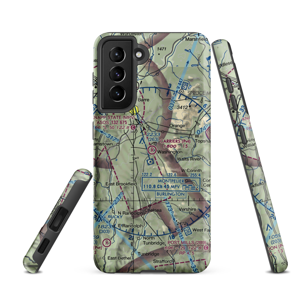 Carriers Skypark Airport (VT31) VFR Sectional Samsung Phone Case Samsung Galaxy S21 FE model shown