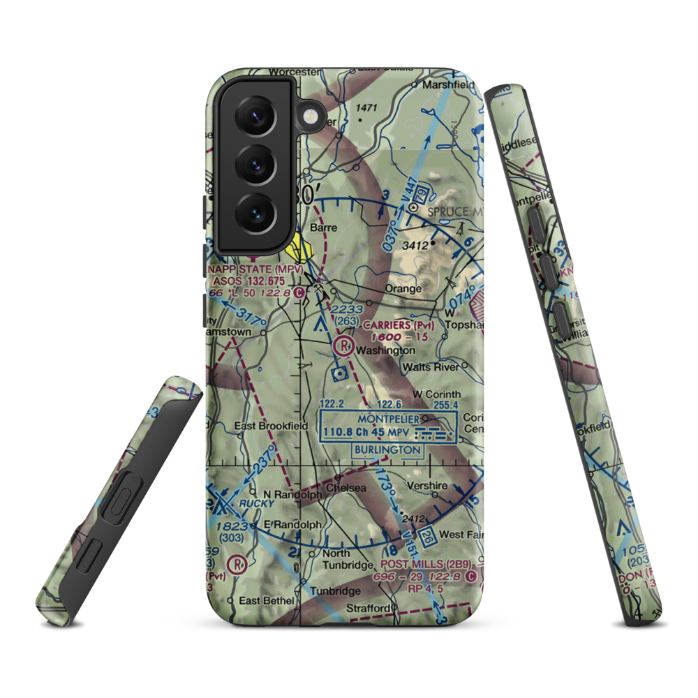 Carriers Skypark Airport (VT31) VFR Sectional Samsung Phone Case Samsung Galaxy S22 Plus model shown