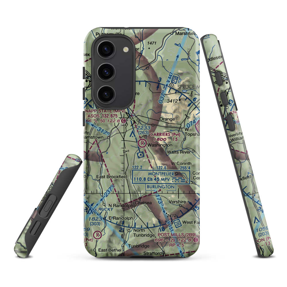 Carriers Skypark Airport (VT31) VFR Sectional Samsung Phone Case Samsung Galaxy S23 Plus model shown