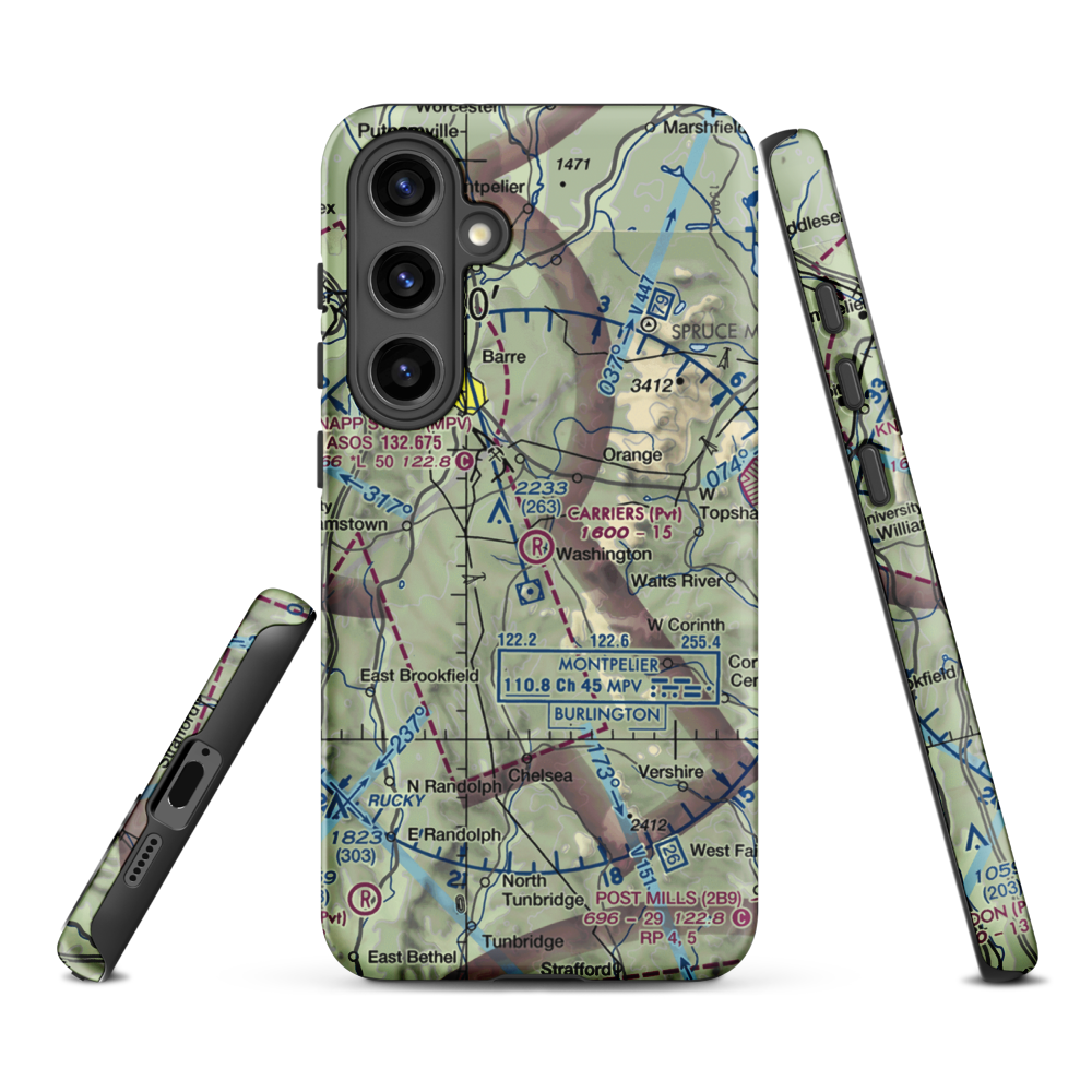 Carriers Skypark Airport (VT31) VFR Sectional Samsung Phone Case Samsung Galaxy S24 Plus model shown
