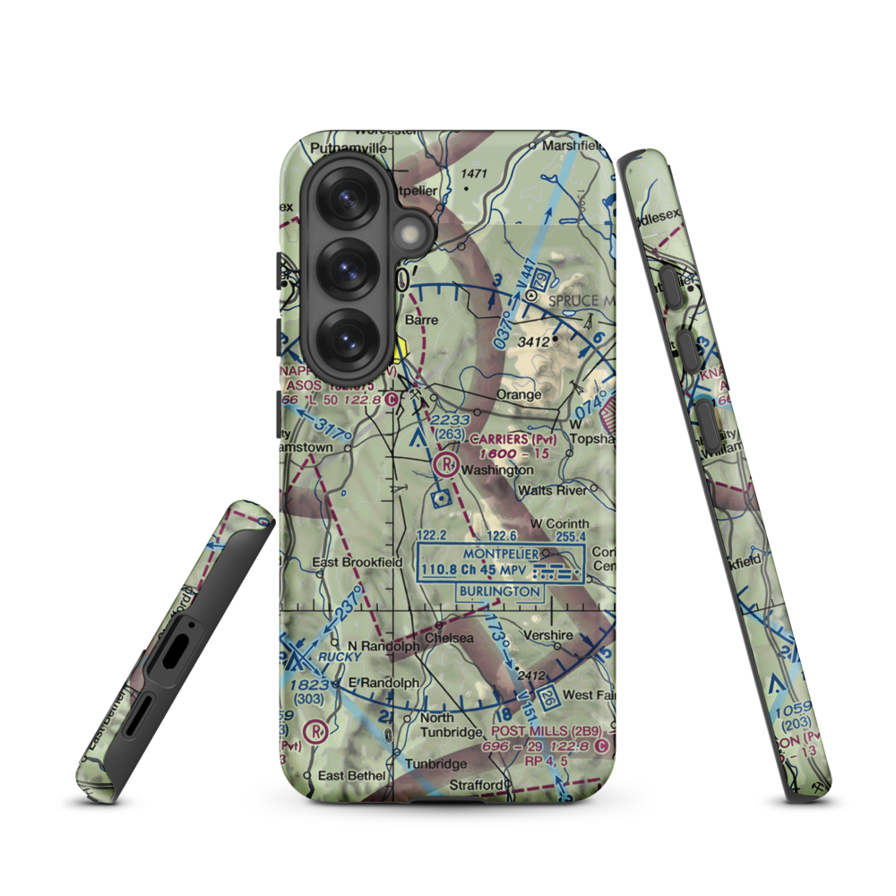 Carriers Skypark Airport (VT31) VFR Sectional Samsung Phone Case Samsung Galaxy S25 model shown