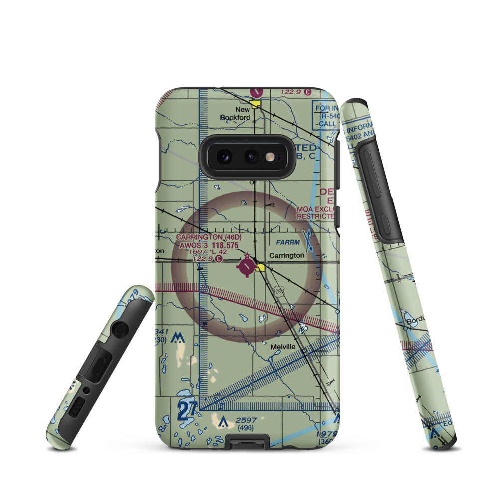 Carrington Municipal Airport (46D) VFR Sectional Samsung Phone Case Samsung Galaxy S10 Plus model shown