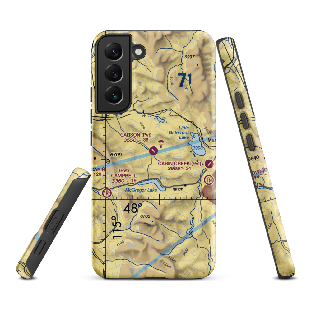Carson Field (MT53) VFR Sectional Samsung Phone Case Samsung Galaxy S22 Plus model shown
