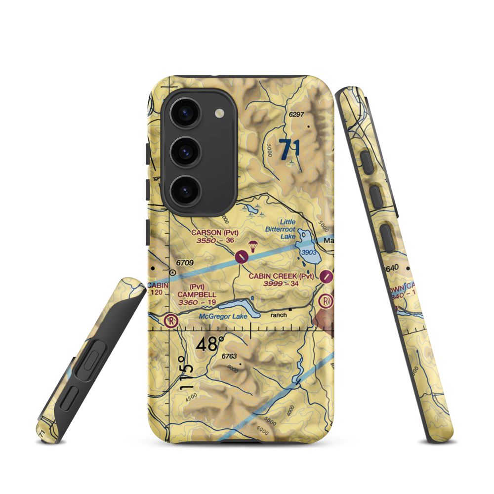Carson Field (MT53) VFR Sectional Samsung Phone Case Samsung Galaxy S23 model shown