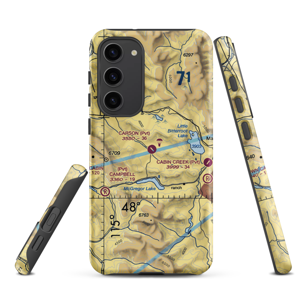 Carson Field (MT53) VFR Sectional Samsung Phone Case Samsung Galaxy S23 Plus model shown