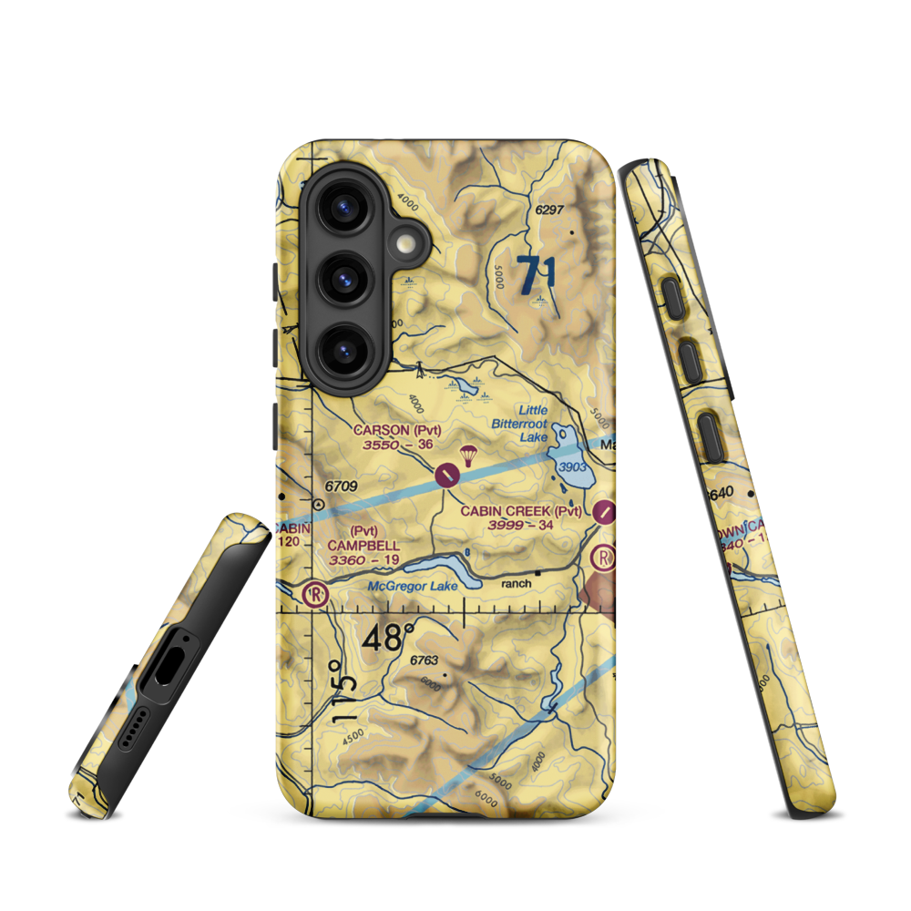 Carson Field (MT53) VFR Sectional Samsung Phone Case Samsung Galaxy S24 model shown