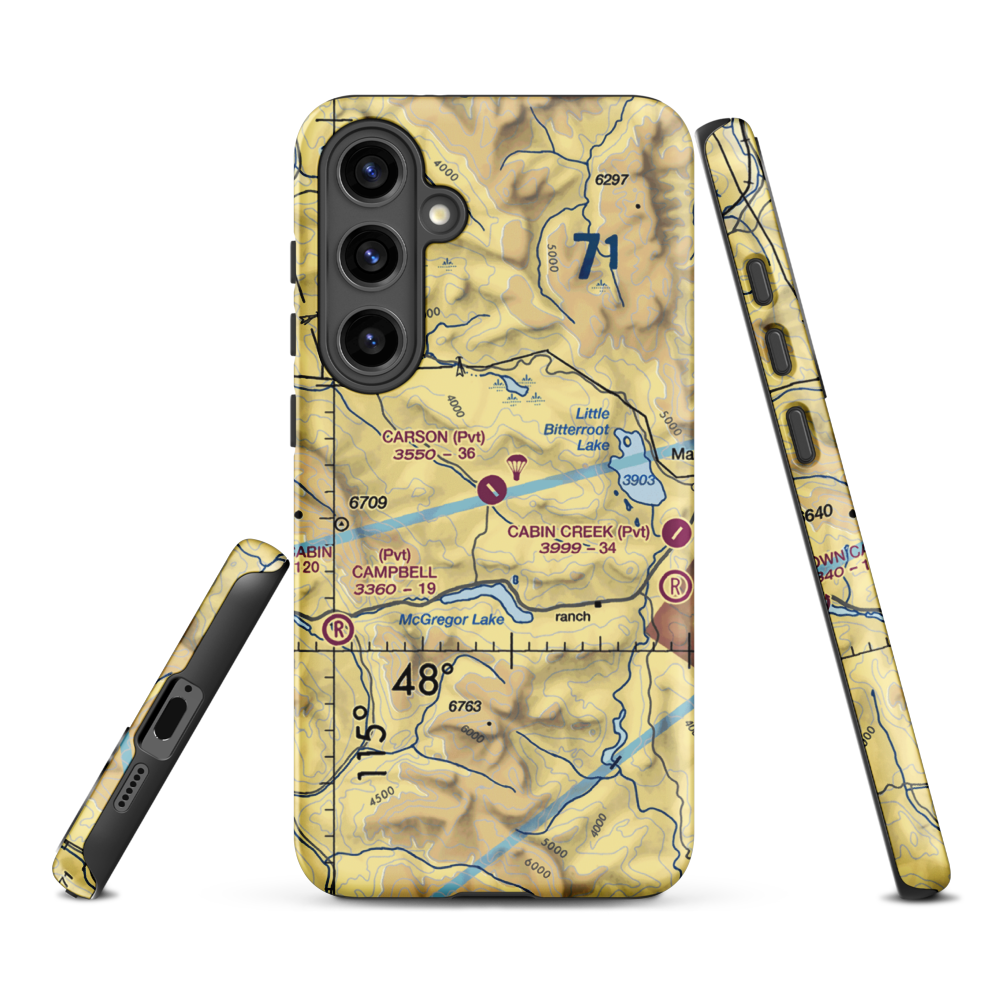 Carson Field (MT53) VFR Sectional Samsung Phone Case Samsung Galaxy S24 Plus model shown