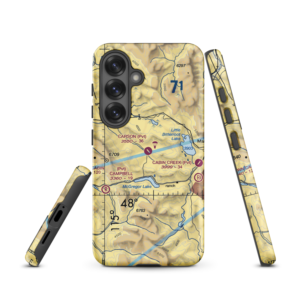 Carson Field (MT53) VFR Sectional Samsung Phone Case Samsung Galaxy S25 model shown