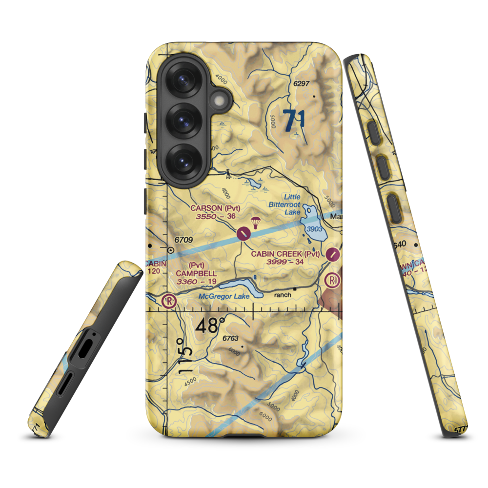 Carson Field (MT53) VFR Sectional Samsung Phone Case Samsung Galaxy S25 Plus model shown