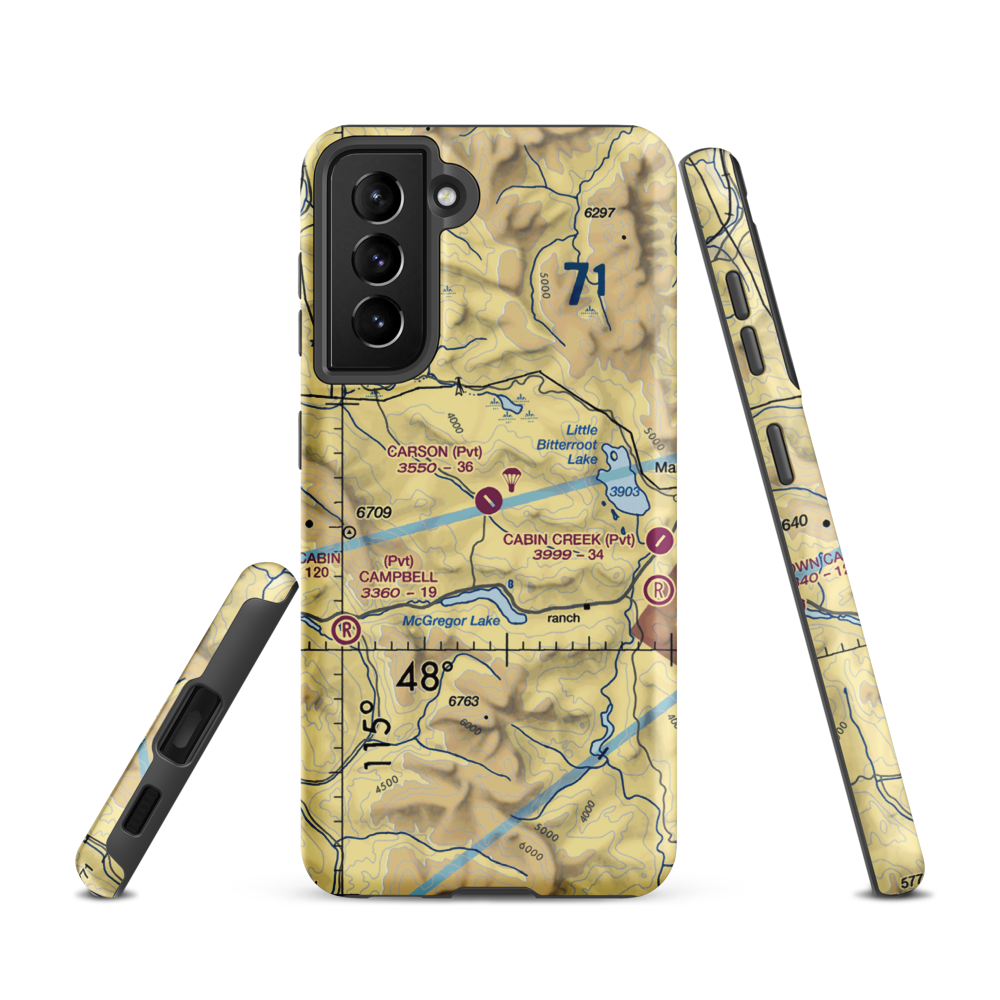 Carson Field (MT53) VFR Sectional Samsung Phone Case Samsung Galaxy S21 model shown