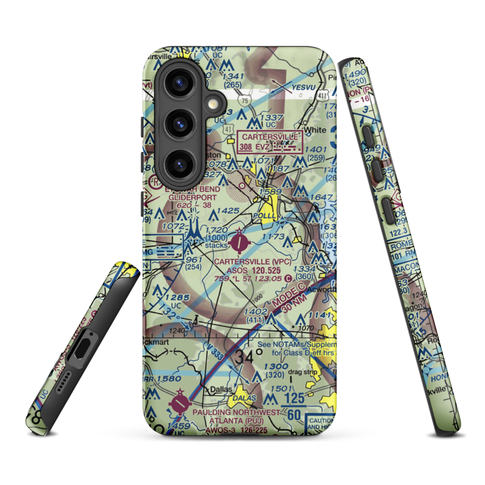 Cartersville Airport (VPC) VFR Sectional Samsung Phone Case Samsung Galaxy S24 Plus model shown