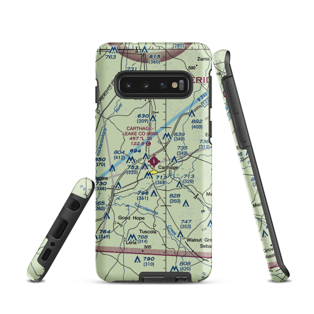 Carthage-Leake County Airport (08M) VFR Sectional Samsung Phone Case Samsung Galaxy S10 model shown