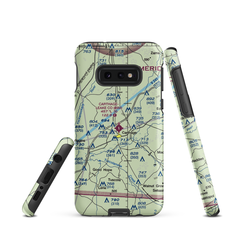 Carthage-Leake County Airport (08M) VFR Sectional Samsung Phone Case Samsung Galaxy S10e model shown