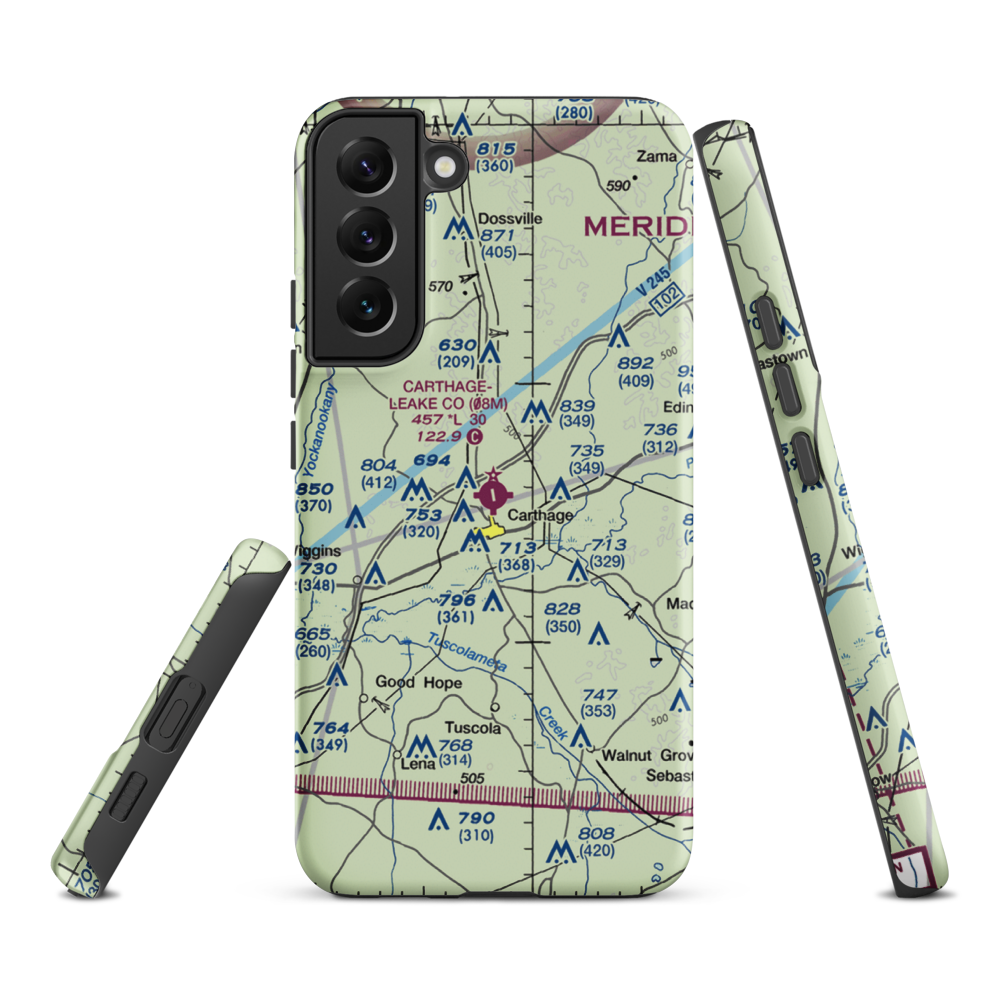 Carthage-Leake County Airport (08M) VFR Sectional Samsung Phone Case Samsung Galaxy S22 Plus model shown