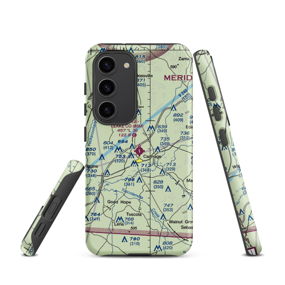 Carthage-Leake County Airport (08M) VFR Sectional Samsung Phone Case Samsung Galaxy S23 model shown