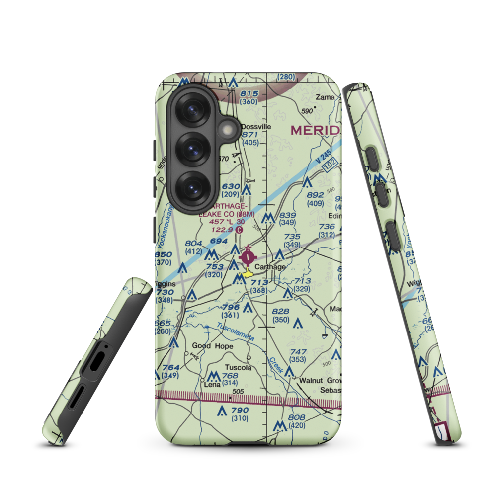 Carthage-Leake County Airport (08M) VFR Sectional Samsung Phone Case Samsung Galaxy S25 model shown