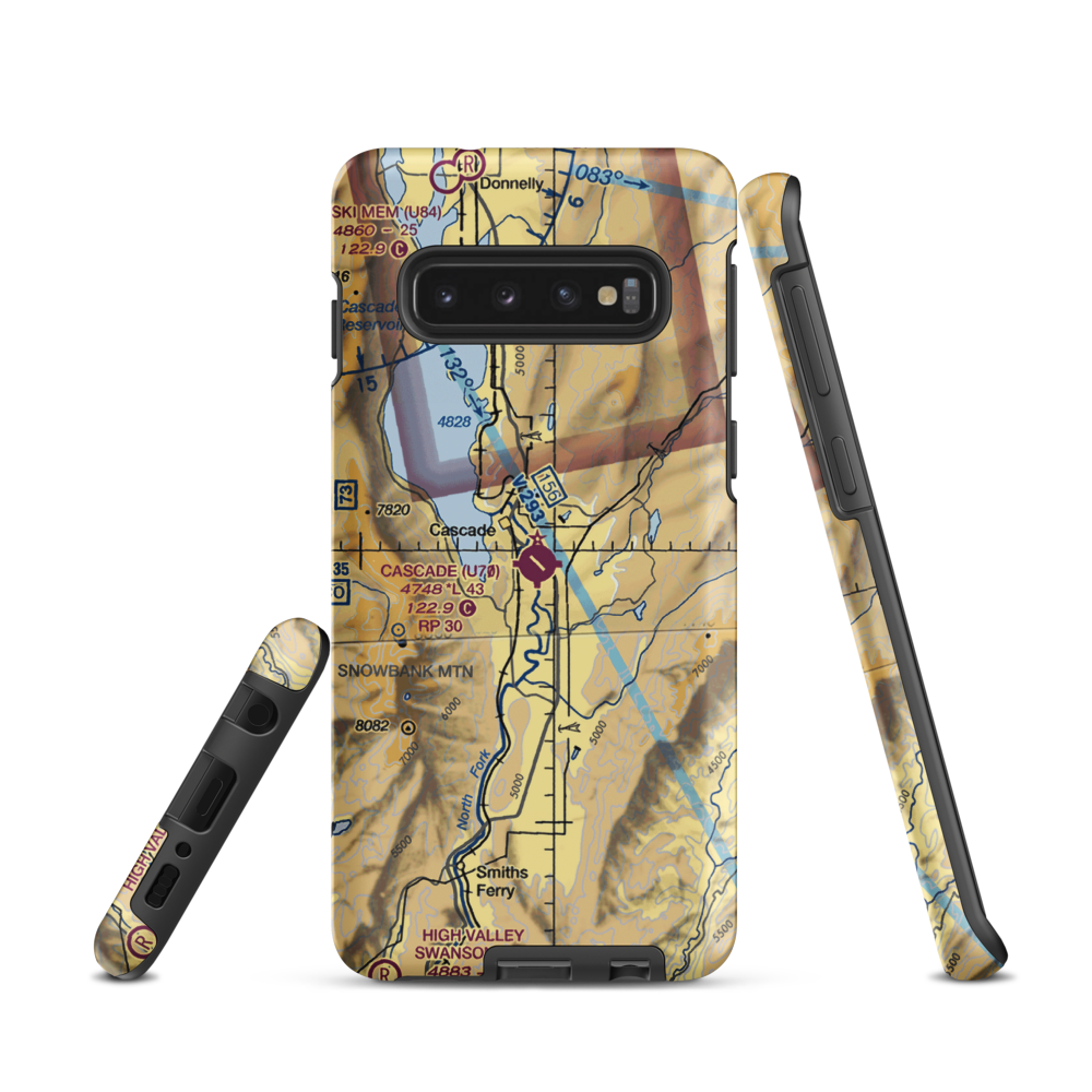 Cascade Airport (U70) VFR Sectional Samsung Phone Case Samsung Galaxy S10 model shown