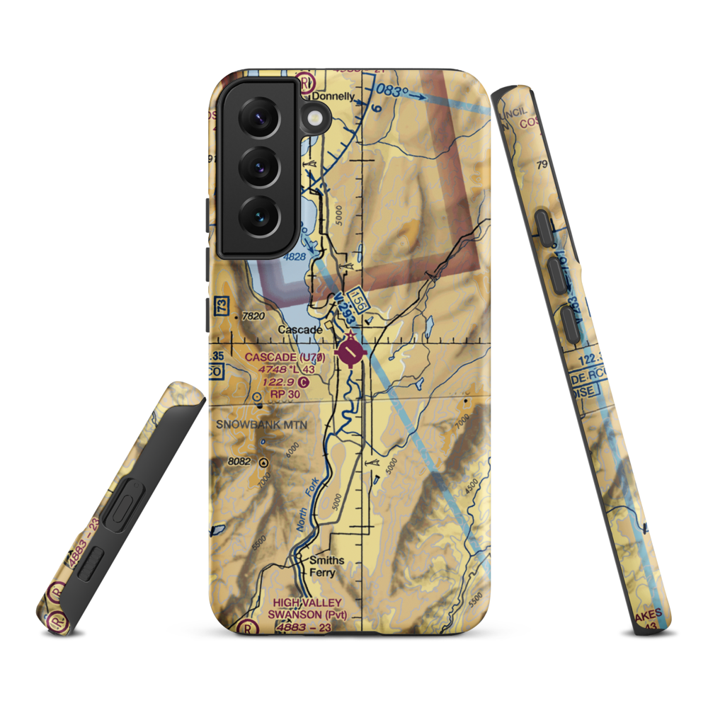 Cascade Airport (U70) VFR Sectional Samsung Phone Case Samsung Galaxy S22 Plus model shown