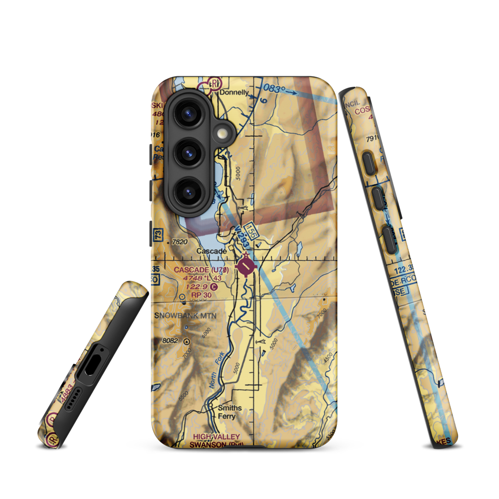 Cascade Airport (U70) VFR Sectional Samsung Phone Case Samsung Galaxy S24 model shown