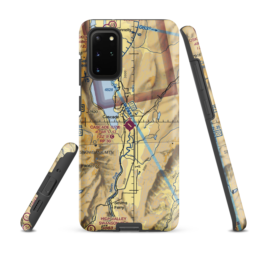 Cascade Airport (U70) VFR Sectional Samsung Phone Case Samsung Galaxy S20 Plus model shown
