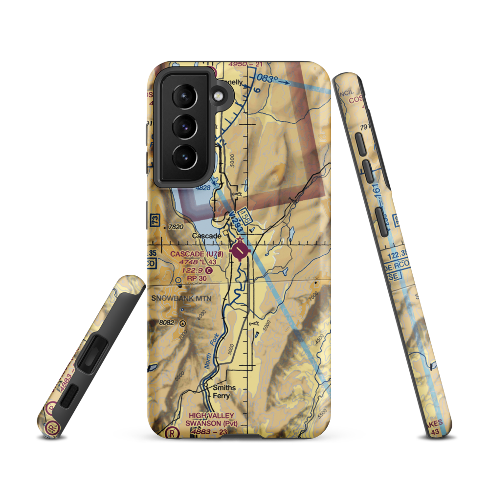 Cascade Airport (U70) VFR Sectional Samsung Phone Case Samsung Galaxy S21 model shown