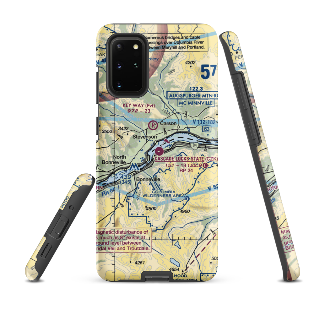 Cascade Locks State Airport (CZK) VFR Sectional Samsung Phone Case Samsung Galaxy S20 Plus model shown