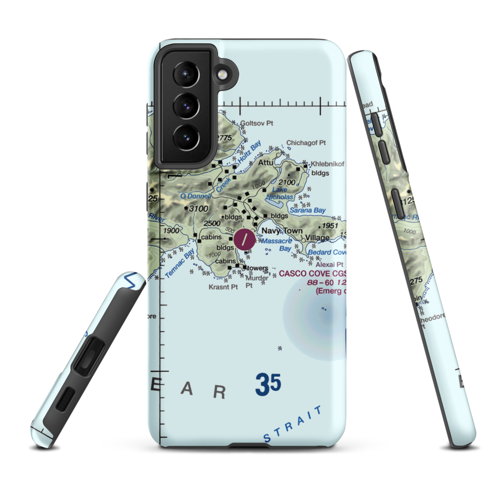Casco Cove Coast Guard Station (ATU) VFR Sectional Samsung Phone Case Samsung Galaxy S21 FE model shown