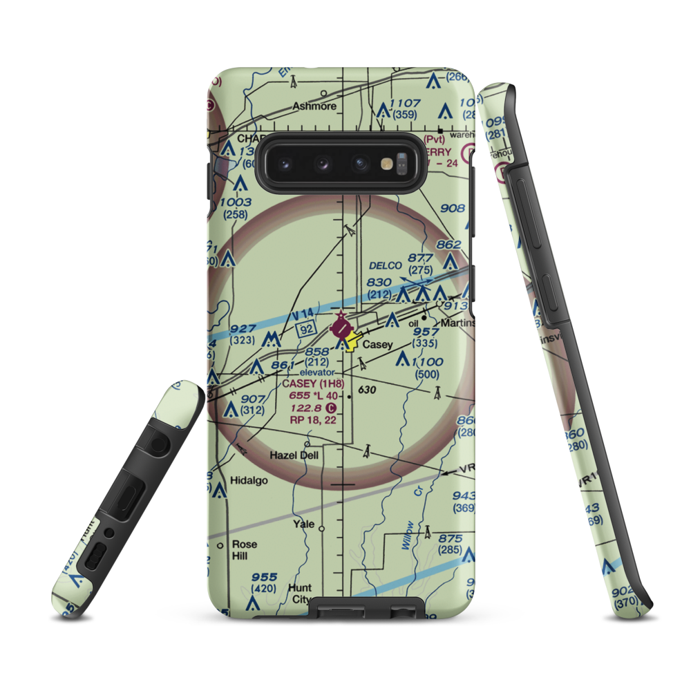 Casey Municipal Airport (1H8) VFR Sectional Samsung Phone Case Samsung Galaxy S10 Plus model shown