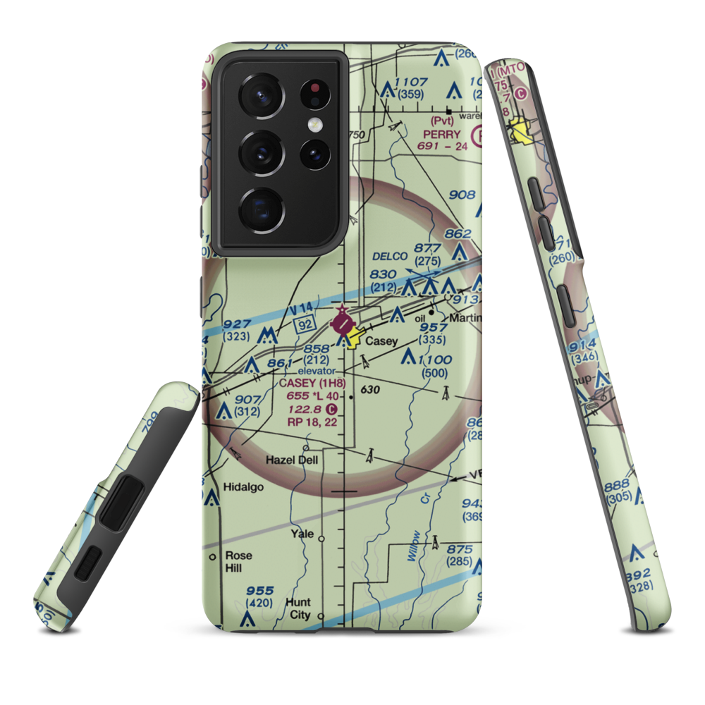 Casey Municipal Airport (1H8) VFR Sectional Samsung Phone Case Samsung Galaxy S21 Ultra model shown