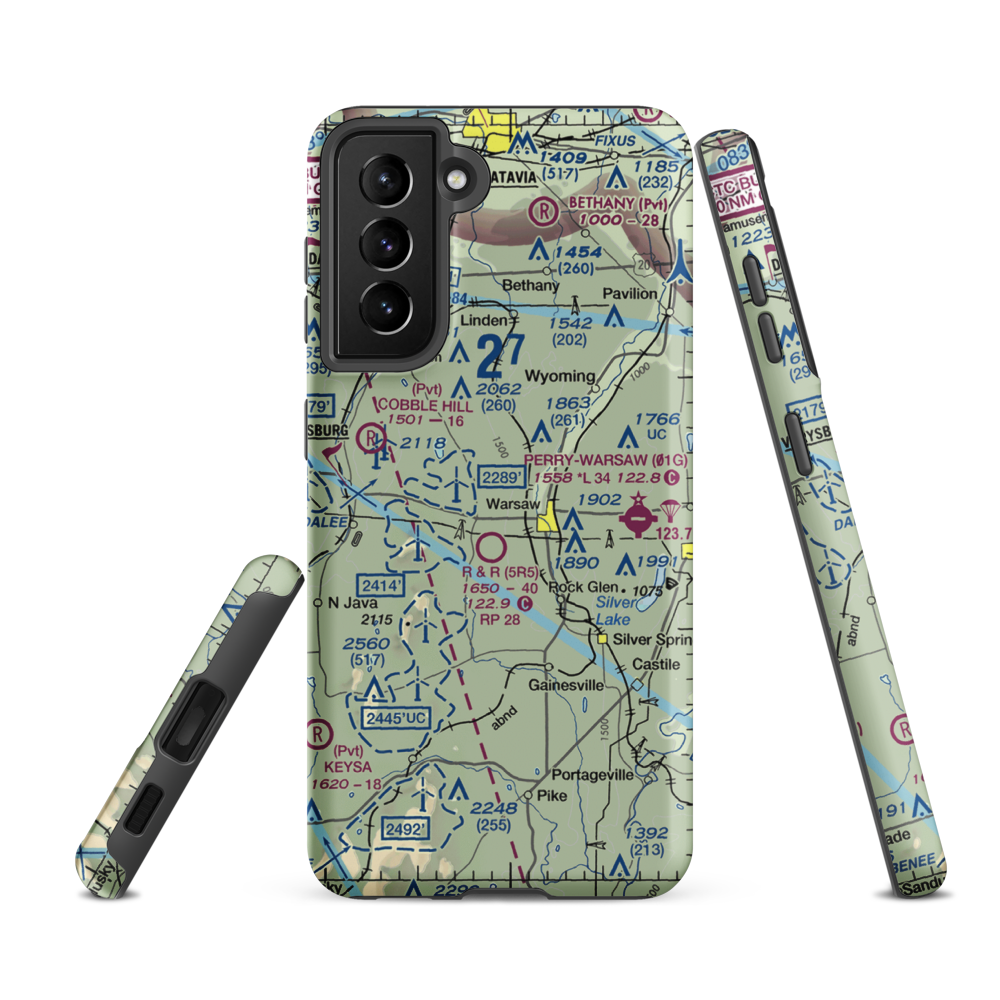 Casey's Airport (6NK1) VFR Sectional Samsung Phone Case Samsung Galaxy S21 FE model shown