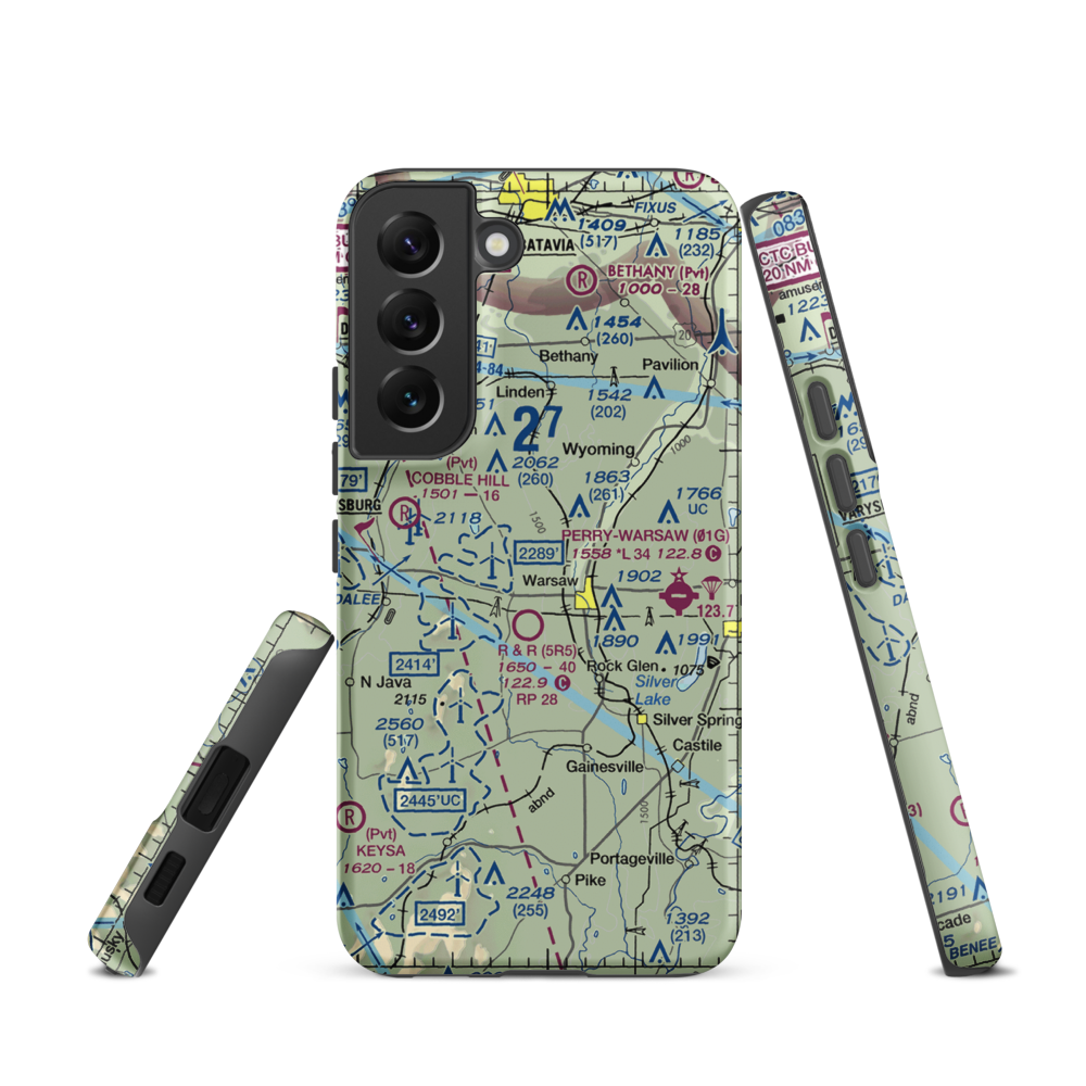 Casey's Airport (6NK1) VFR Sectional Samsung Phone Case Samsung Galaxy S22 model shown