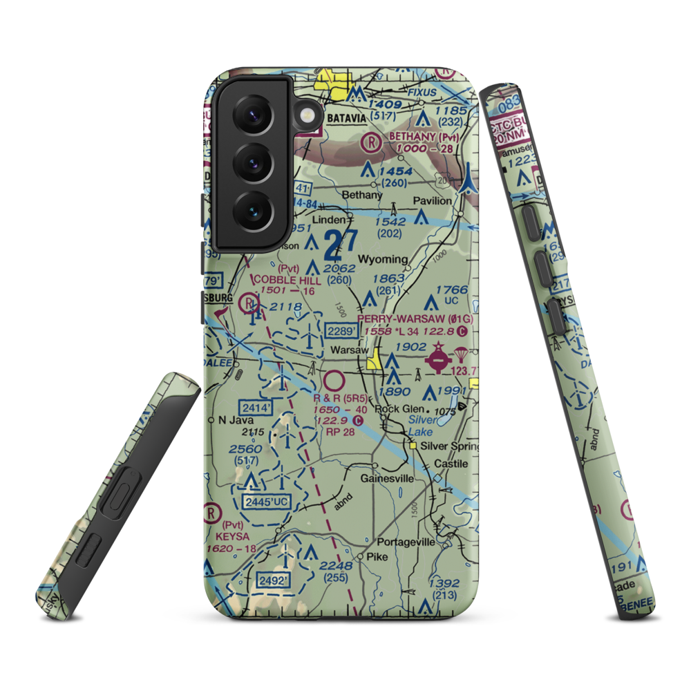 Casey's Airport (6NK1) VFR Sectional Samsung Phone Case Samsung Galaxy S22 Plus model shown