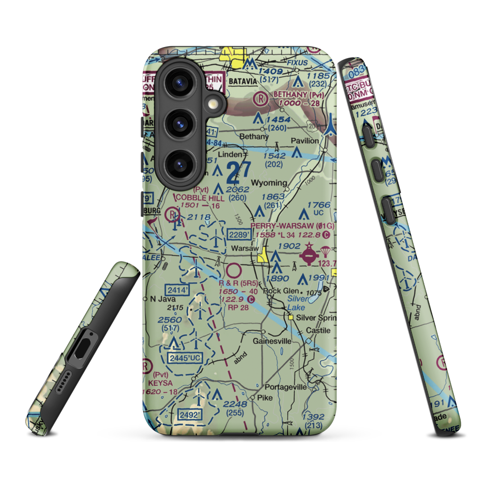 Casey's Airport (6NK1) VFR Sectional Samsung Phone Case Samsung Galaxy S24 Plus model shown