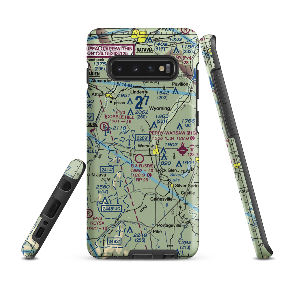 Casey's Airport (6NK1) VFR Sectional Samsung Phone Case Samsung Galaxy S10 Plus model shown