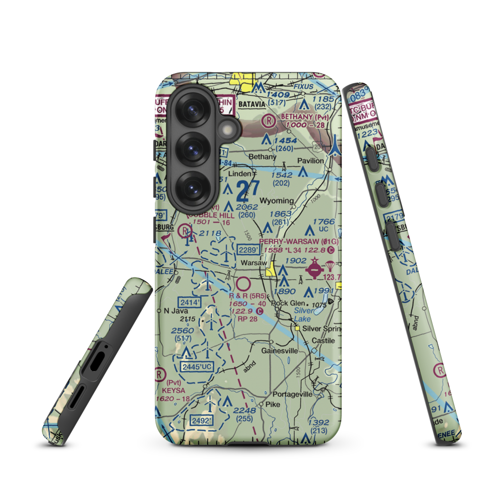 Casey's Airport (6NK1) VFR Sectional Samsung Phone Case Samsung Galaxy S25 model shown