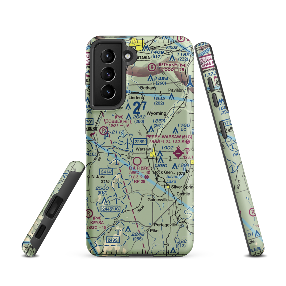 Casey's Airport (6NK1) VFR Sectional Samsung Phone Case Samsung Galaxy S21 model shown